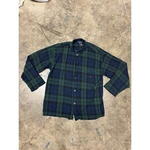 Polo‎ Ralph Lauren Shirt Mens XL Green Pajama Sleep Shirt Plaid Pocket Pony